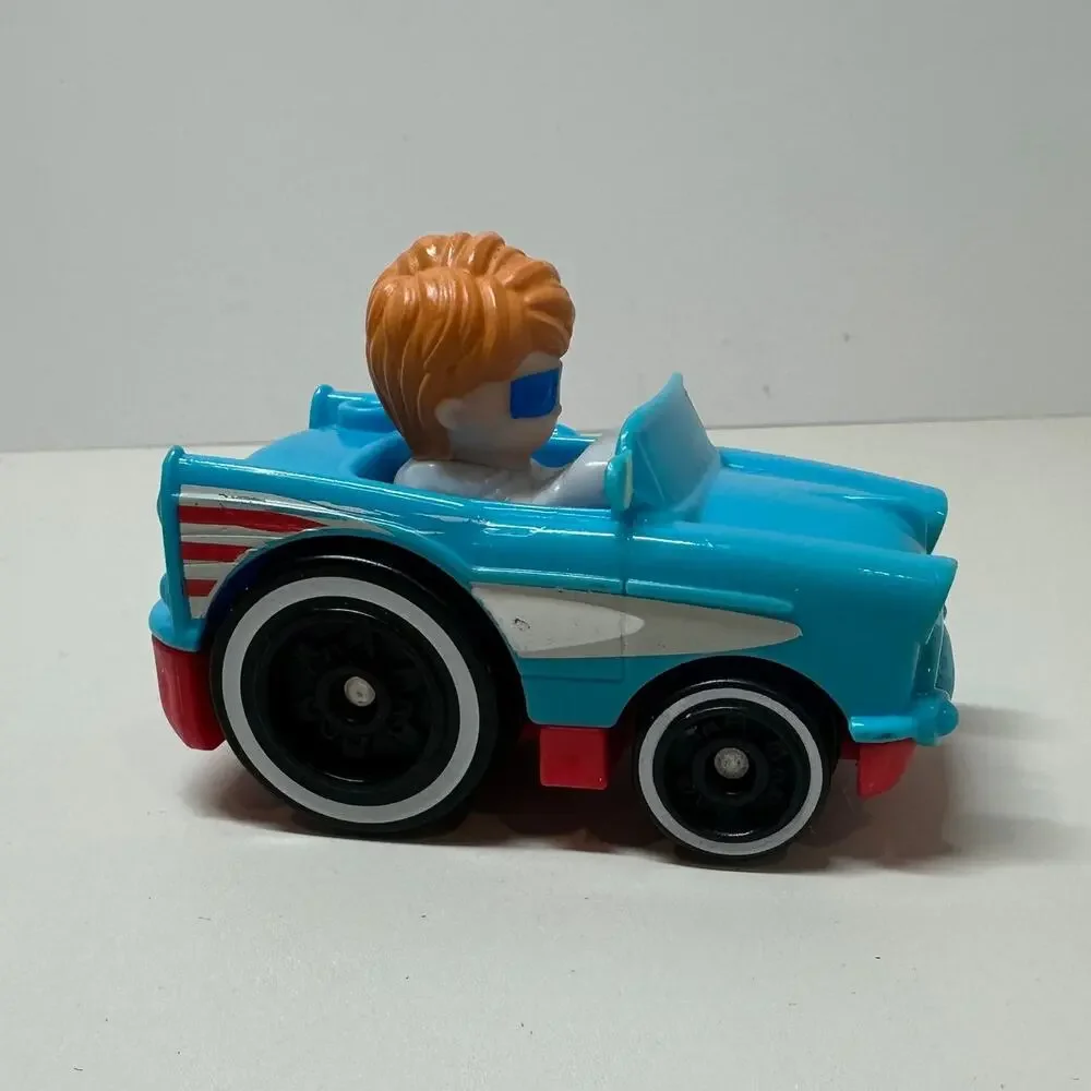 Little People Wheelies Car Retro Convertible GMJ25 Baby Blue Red Mattel 2019